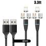 NetDot Gen12 3 in 1 Magnetic Fast Charging Data Transfer Cable Compatible with Micro USB & USB-C Smartphones and i-Product(3.3ft/2 Pack Black)