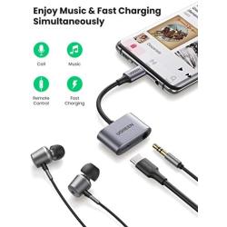 UGREEN USB C to 3.5mm Headphone Adapter with USB C PD 3.0 Charging Port, Compatible for Samsung S20+/S20 Ultra/S20/Note10+/Note10, Pixel 4 3 2 XL, iPad Pro 2020/2018, OnePlus and More