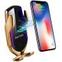 KMI CHOU R2 Wireless Car Charger,Automatic Clamping IR Intelligent Wireless Car Charger Mount - Car Charger Holder 10W Fast Charging for iPhone Xs Max/XR/X/8/8Plus Samsung S10/S9/S8/Note 8（Gold）