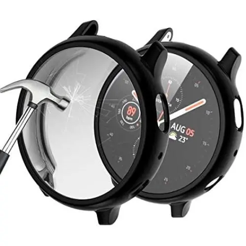 Cuteey for Galaxy Watch Active 2 Case with HD Hard PMMA Screen Protector, 2 Pack Slim Guard Thin Bumper Full Coverage Cover for Samsung Watch Women Men Smart Watch Accessories (Black+Black, 40mm) Cuteey for Galaxy Watch Active 2 Case with HD Hard PMMA Screen Protector, 2 Pack Slim Guard Thin Bumper Full Coverage Cover for Samsung Watch Women Men Smart Watch Accessories (Black+Black, 40mm)
