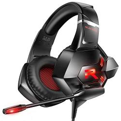 RUNMUS Gaming Headset Xbox One Headset PS4 Headset with 7.1 Surround Sound Noise Cancelling Mic & LED Light, Compatible with Xbox One (Adapter Not Included) PS4 PC Laptop