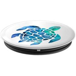 Sea Turtle Phone Grip Blue And Green Watercolor On White PopSockets Grip and Stand for Phones and Tablets