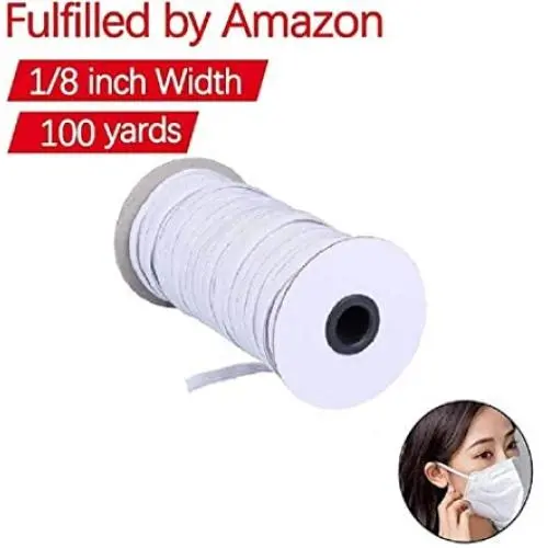 NIKB 1/8 inch Elastic for Sewing Masks 100-Yards White Elastic Cord for Masks Elastic Bands for Sewing Flat Elastic Rope for Crafting/Heavy Stretch Knit Elastic Spool NIKB 1/8 inch Elastic for Sewing Masks 100-Yards White Elastic Cord for Masks Elastic Bands for Sewing Flat Elastic Rope for Crafting/Heavy Stretch Knit Elastic Spool