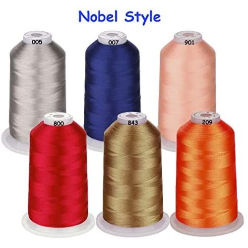 Simthread 42 Options Various Assorted Color Packs of Polyester Embroidery Machine Thread Huge Spool 5000M for All Embroidery Machines (6 Nobel)