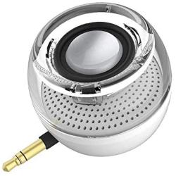 Mini Portable Speaker, 3W Mobile Phone Speaker with 250mAh Lithium Battery Line-in Speaker with Clear Bass 3.5mm AUX Audio Interface, Plug and Play for iPhone, iPad, iPod, Tablet, Computer (White)