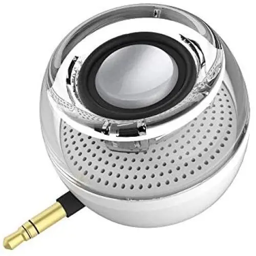Mini Portable Speaker, 3W Mobile Phone Speaker with 250mAh Lithium Battery Line-in Speaker with Clear Bass 3.5mm AUX Audio Interface, Plug and Play for iPhone, iPad, iPod, Tablet, Computer (White)