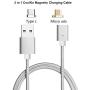 CoolKo Strongest 1.5Meter Magnetic Silver Braided Charging Cable for All Type C Mobile Phones, Micro USB Android Smart Phones and Tablets [Bonus - Magnetic Car Mount]