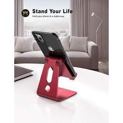 Adjustable Cell Phone Stand, Lamicall Phone Stand : [Update Version] Cradle, Dock, Holder Compatible with iPhone Xs XR 8 X 7 6 6s Plus SE 5 5s 5c Charging, Accessories Desk, Android Smartphone - Red