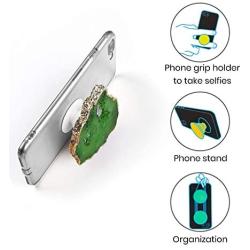 Gorgeous Agate Crystal Druzy Quartz Phone Grip Phone Holder for Smart Phones and Tablets (Green)