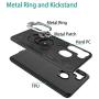 Oleaders for Galaxy A21 Case with Tempered Glass Screen Protector, Rotatable Metal Ring Holder Compatible with Magnetic Car Kickstand Case for Samsung Galaxy A21 - Black