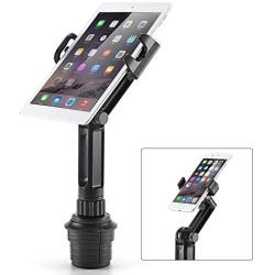 Cup Mount Holder iKross 2-in-1 Tablet and Smartphone Adjustable Swing Cradle with Extended Cup Car Mount Holder Kit for Apple iPad iPhone Samsung Asus Tablet Smartphone - Black