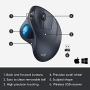 Logitech M570 Wireless Trackball Mouse – Ergonomic Design with Sculpted Right-Hand Shape, Compatible with Apple Mac and Microsoft Windows Computers, USB Unifying Receiver, Dark Gray