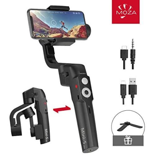 MOZA Mini-S Essential Foldable Phone Gimbal, Timelapse Object Tracking Zoom Vertigo Inception, 3-Axis Video Stabilizer for Smartphone Like iPhone Xs/Max/Xr/X/11 Huawei P20