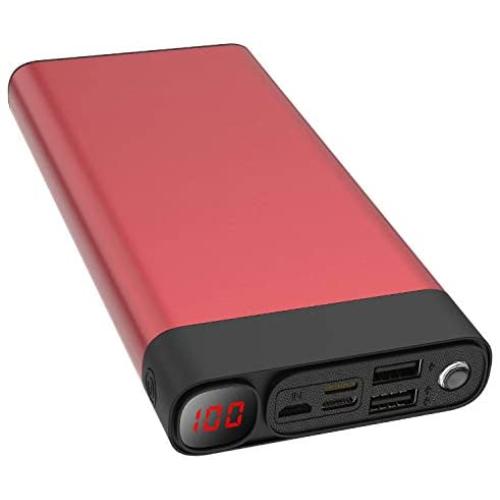 Power Bank 30000mAh 2USB Ports/Flashlight Portable Phone Charger Quick Charge Phone Tablet(RED_30000mAh)