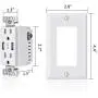 NUOZHI USB Outlet,15A Duplex Receptacle with Dual USB ports (5V/4.2A), Compatible with iPhone XS/MAX/XR/X/8, Samsung Galaxy S9/S8/S7, LG, HTC & other Smartphones, ETL Listed, White 6 Pack