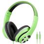AUSDOM Lightweight Over-Ear Wired HiFi Stereo Headphones with Built-in Mic Comfortable Leather Earphones Noise Isolating Adjustable Deep Bass for iPhone iPod iPad Macbook MP3 Smartphones Laptop- Green