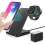 HUOTO Wireless Charger,2 in 1 Wireless Charging Dock with iWatch Stand for iWatch 5/4/3/2, 7.5w Qi Fast Charger for iPhone 11/11 Pro Max/XR/XS Max/XS/X/8/8P/Galaxy Note 10/S10/S9 (AC Adapter) (Black)