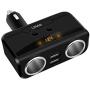 Car Charger Adapter, 2 Socket Cigarette Lighter Splitter,Dual USB Port with 12V,24V Voltage Display Compatible for iPhone,ipad,Tablet,Galaxy,HTC,LG