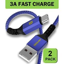 BrexLink USB C Cable Samsung Galaxy S8 Charger, USB C to USB A Charger (6.6ft/2 Pack), Nylon Braided Fast Charging Cord for Samsung Galaxy S10 S9 S8 Note 9, Pixel, LG V30 G6, Nintendo Switch (Blue)