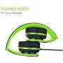 Elecder i40 Headphones with Microphone Foldable Lightweight Adjustable Wired On Ear Headsets with 3.5mm Jack for iPad Cellphones Laptop Computer Smartphones MP3/4 Kindle Airplane School (Green/Black)