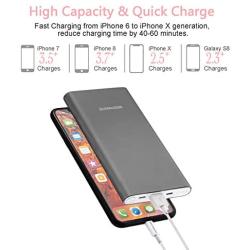 High Capacity 10000mAh Quick Charge QC 3.0 Portable Charger Fast Speed Charging Dual Input Thin Power Bank Compatible For iPhone iPad Samsung Galaxy Mobile phone & Android Smartphone Device Space Grey