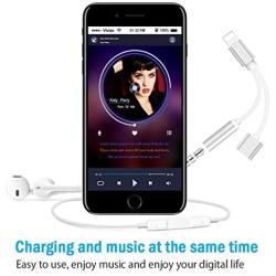 Headphones Adapter for iPhone Charger Dongle 3.5mm Jack AUX Audio Cable Adaptor Music & Charging for iPhone XR/8/8Plus/10/7Plus/X/XS Splitter Aux Adapter Earphone Converter Support iOS13/12/11(silver)