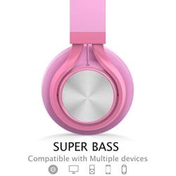 AILIHEN C8 Girls Wired Headphones with Microphone and Volume Control Folding Lightweight Headset for Cellphones Tablets Smartphones Chromebook Laptop Computer PC Mp3/4 (Pink)