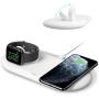 PZOZ 2 in 1 10W Wireless Charger Station Dock with Apple Watch Charging Stand for Series 5/4/3/2, Compatible for iPhone AirPods Pro Accessories Office Travel (Not Included Apple Watch Charger) (White)