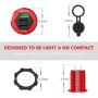 Quick Charge 3.0 Car Charger, 12V/24V 35W QC3.0/2.0 USB Charger Socket, 3 USB Charger Socket Power Outlet Fast Charge with Wire Fuse Aluminum Car Boat Marine ATV Bus Truck Golf Cart and More(Red