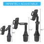 Car-Cup-Holder-Phone-Mount Adjustable Long Pole Automobile Cup Holder Smart Phone Cradle Car Mount for iPhone 11 Pro/XR/XS Max/X/8/7 Plus/6s/Samsung S10 /Note 9/S8 Plus/S7 Edge-Black