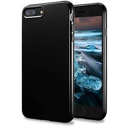 TENOC Phone Case Compatible for Apple iPhone 8 Plus and iPhone 7 Plus 5.5 Inch, Slim Fit Cases Soft TPU Bumper Protective Cover, Glossy Black