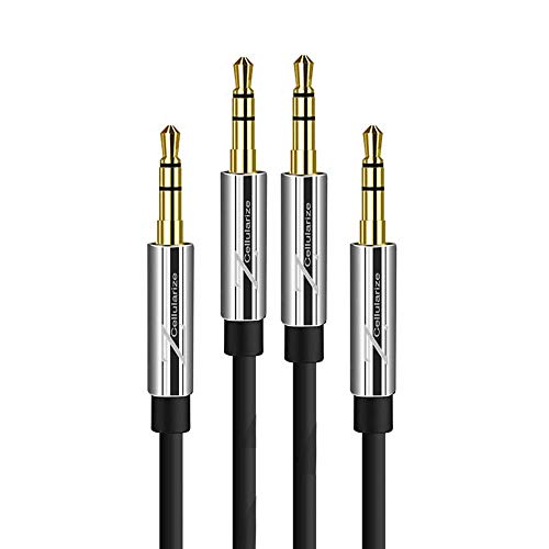 Cellularize Aux Cable [20ft/2 Pack, Black - 24K Gold Plated, Hi-Fi Sound Quality] 3.5mm Auxiliary Audio Cord Compatible with Car/Home Stereo, Samsung Smartphones, iPhone, iPod, iPad