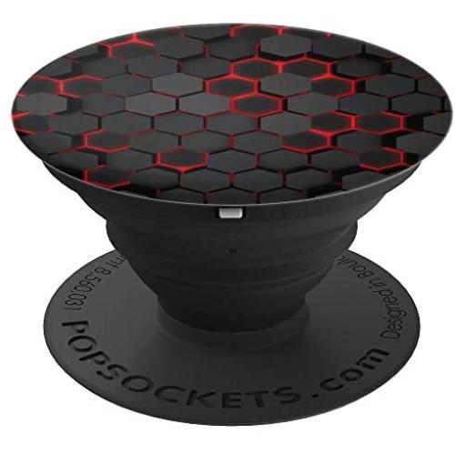 Cool Red and Black Cell Phone Button Holder Pop Out Knob PopSockets Grip and Stand for Phones and Tablets