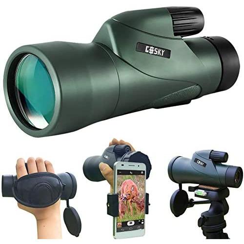 Gosky 12x55 High Definition Monocular Telescope and Quick Smartphone Holder - 2019 Newest Waterproof Monocular -BAK4 Prism for Wildlife Bird Watching Hunting Camping Travelling Wildlife Secenery