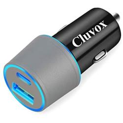 Dual USB Car Charger Adapter, Cluvox 18W Fast Charge Car Charger Compatible for iPhone 11 Pro MAX/XS/XR/8/SE 2020, Google Pixel 4 xl/3a XL, Samsung Galaxy S20/Note 10/Plus Cigarette USB Charger