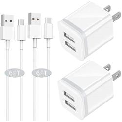 Android Charger Cable 6FT with Wall Plug 4-Pack, NILUOYA Micro Fast Charging Cord and Dual USB Wall Adapter Block Cube for Samsung Galaxy S7 S6 S5 Edge J7 J8, Moto, LG, HTC, Tablet More Cell Phone