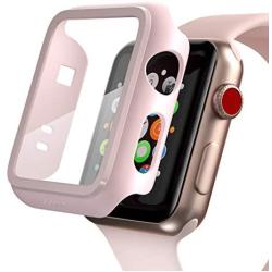 PZOZ Compatible Apple Watch Series 3 / Series 2 Case with Screen Protector 38mm Accessories Slim Guard Thin Bumper Full Coverage Matte Hard Cover Defense Edge for Women Men New Gen GPS iWatch (Pink)