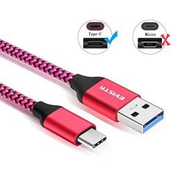 USB Certified Type C Cable USB A 3.0 to USB C - EVISTR 3PACK 6FT Charging Cable, Nylon Braid USB Charger Data Cord Compatible with Samsung Galaxy S9 S8 Note 8, Pixel, Nintendo Switch and More