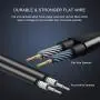 Vogek Earbuds, Tangle-Free Flat Cord Ergonomic in-Ear Headphones with Dynamic Crystal Clear Sound, Earphones with 3.5mm Jack, S/M/L Eartips Compatible with Samsung, Android Phone and More-Black