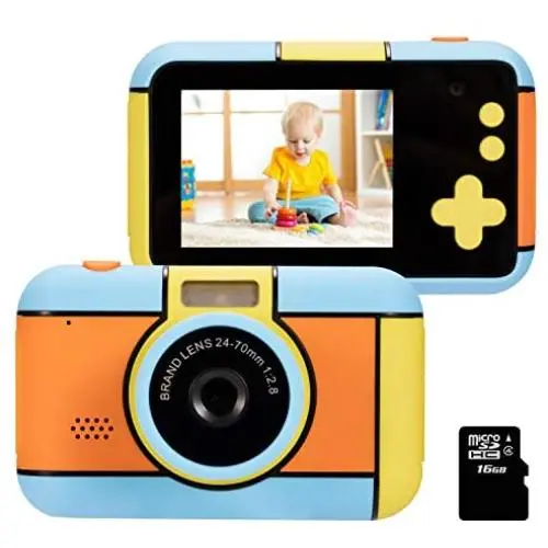 Dessports Kids Digital Cameras for Girl - Selfie Rechargeable Child Mini Toddler Toy Camera for Kids 2.4Inches HD Screen Video Camcorder with Flash Light for 4-8 Years Old Boys