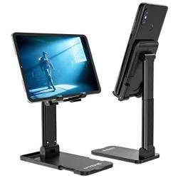 Cell Phone Stand Desk, Desktop Foldable Tablet Stand, Smartphone Office Meeting Dock, Charging Port Phone Holder Desk, Sturdy Anti-Falling Fold Travel Bracket Mobile Lift Cradle Accessories