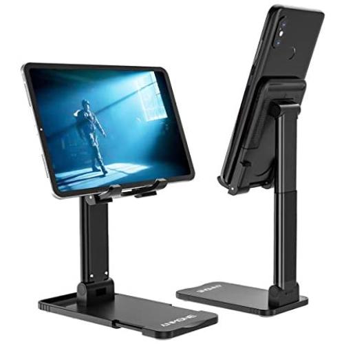 Cell Phone Stand Desk, Desktop Foldable Tablet Stand, Smartphone Office Meeting Dock, Charging Port Phone Holder Desk, Sturdy Anti-Falling Fold Travel Bracket Mobile Lift Cradle Accessories