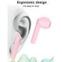 Wireless Earbuds, AUGYMER Bluetooth 5.0 True Earphones Auto Pairing Bluetooth Headphones TWS Stereo HiFi Headphones for Running Sports in-Ear with Type-C Charging Case Built in Mic Headset (Pink)