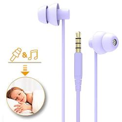 MAXROCK (TM) Total Soft Silicon Headphones with Mic Sleep Travel Choice for Cellphones Tablets and 3.5mm Jack ( Violet)