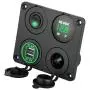 Linkstyle 4 in 1 Charger Socket Panel, 12V 4.2A Dual USB Charger Socket Power Outlet& LED Voltmeter & Cigarette Lighter Socket & Green LED Lighted ON/Off Rocker Toggle Switch for Car Marine Boat Truck