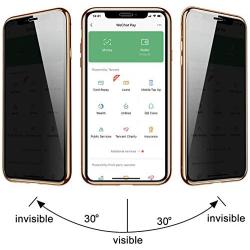 iPhone 11 Pro Case, ZHIKE Anti-Peep Magnetic Adsorption Case Front and Back Tempered Glass Full Screen Coverage One-Piece Design Flip Privacy Cover (Anti Spy-Clear Golden)