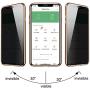 iPhone 11 Pro Case, ZHIKE Anti-Peep Magnetic Adsorption Case Front and Back Tempered Glass Full Screen Coverage One-Piece Design Flip Privacy Cover (Anti Spy-Clear Golden)