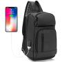 Sling Bag for Men Chest Bag for Teens Single Shoulder Bag Casual Daypack Crossbody Bag PU Sling Backpack Sport Daypack