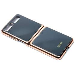 Phone Case Ultra-Thin Back Cover Tempered Glass Shell Electroplated PC Protector Fit for Samsung Galaxy Z Flip Phone Accessories (Black)