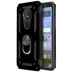 CasemartUSA Phone Case for [Motorola Moto E5 (XT1920DL)], [Ring Series][Black] Full Rotating Metal Ring Cover with Kickstand for Moto E5 (Tracfone, Simple Mobile, Straight Talk, Total Wireless)